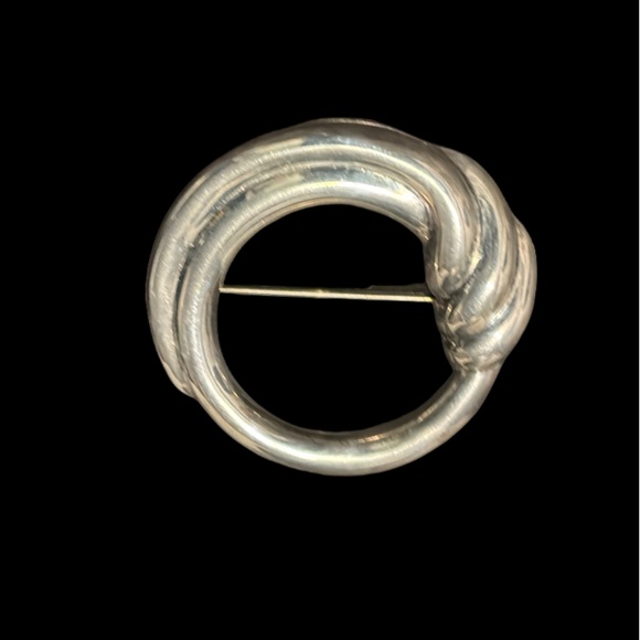 925 Sterling Silver Vintage Bayanihan Ribbed Pin Brooch  2” diameter. - Picture 3 of 11